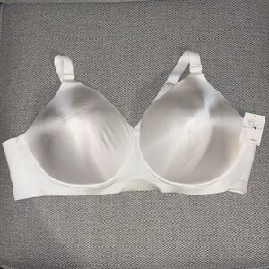 Catherine's Intimate 48C Women Plus Size Wireless T-shirt Bra White Satin Smooth